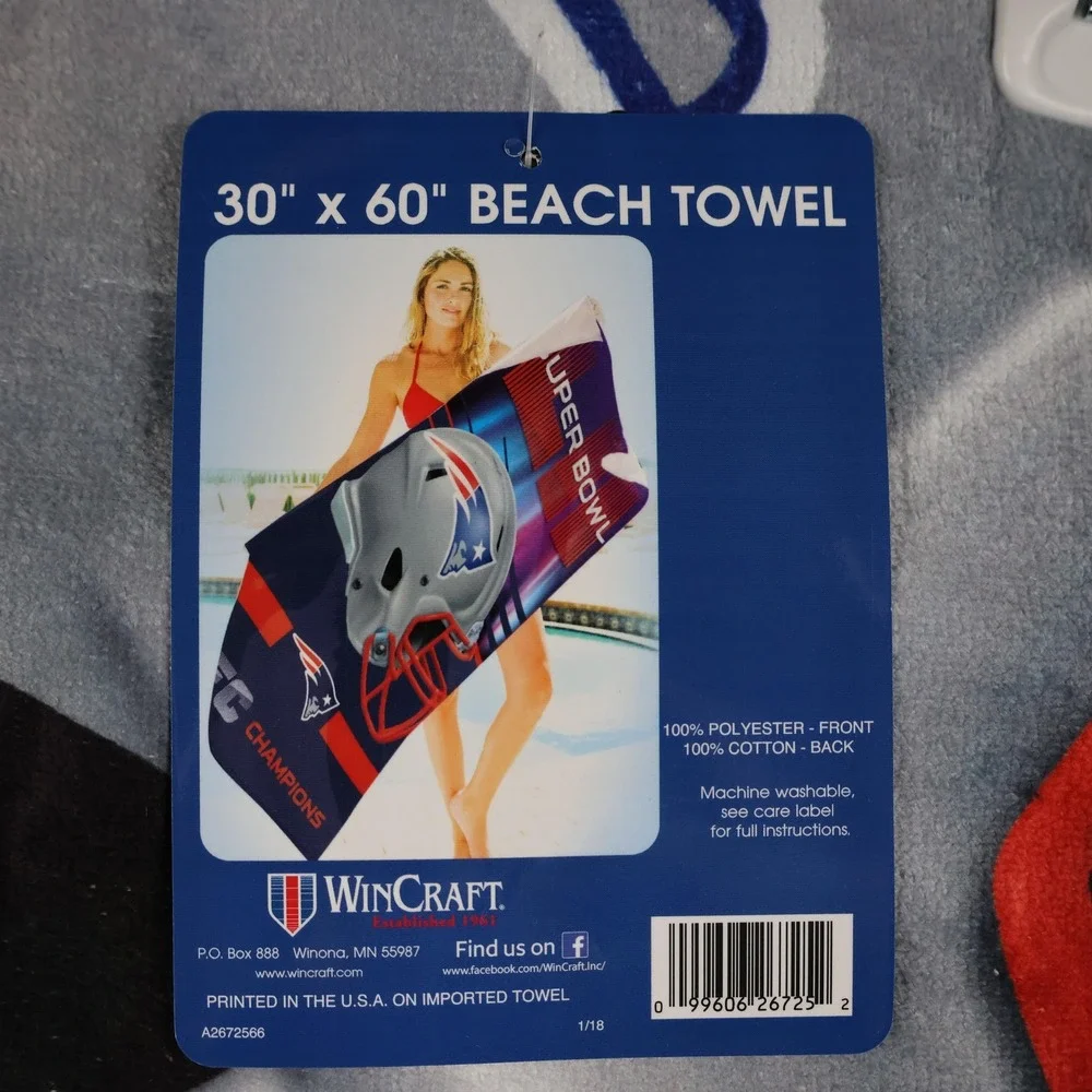 New England Patriots Beach‎ Towel NFL Super Bowl LIII AFC Champions 30x60